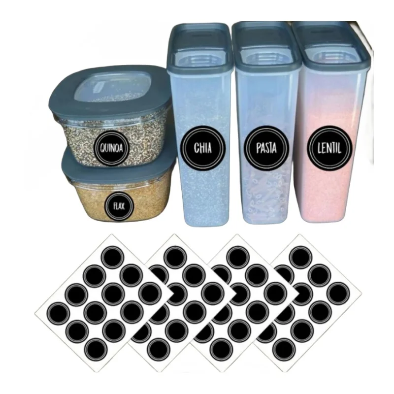 Food Storage Jar Labels - Wodoodporne, wielokrotnego użytku okrągłe naklejki tablicowe,