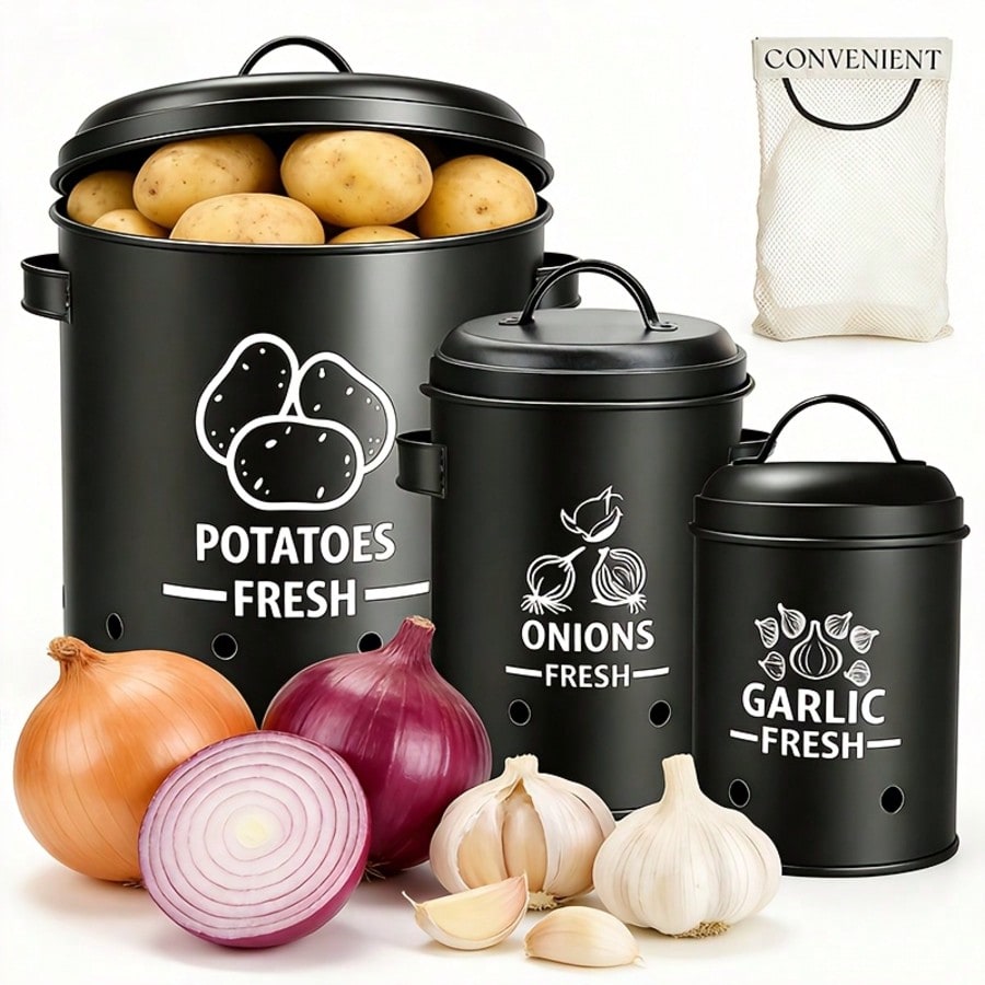 Food Storage Utensils - Zestaw pojemników na ziemniaki, cebulę i