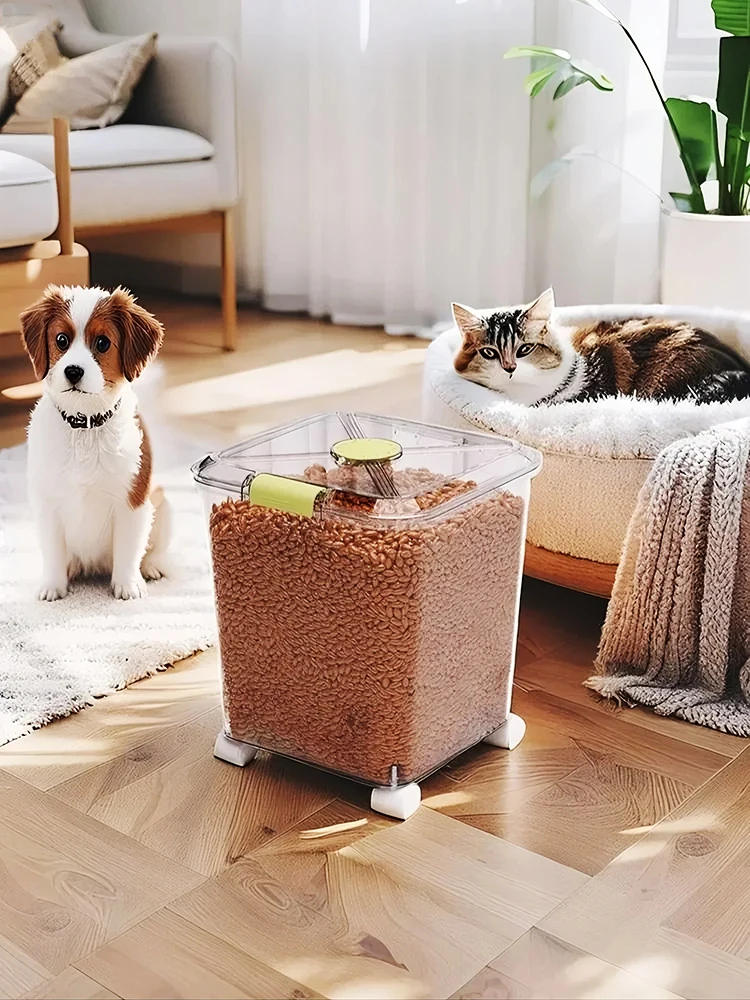 Food Storage On Wheels - Duży, przezroczysty pojemnik na karmę dla