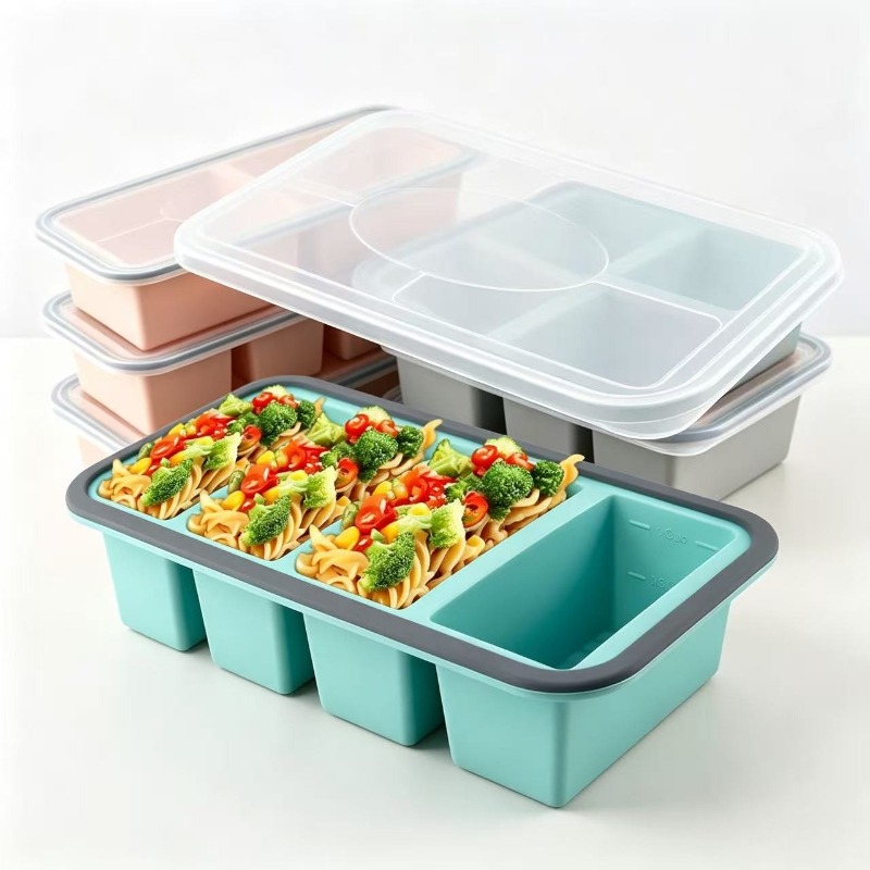 Food Storage Meal Prep - Silikonowe formy do zamrażarki z pokrywką,