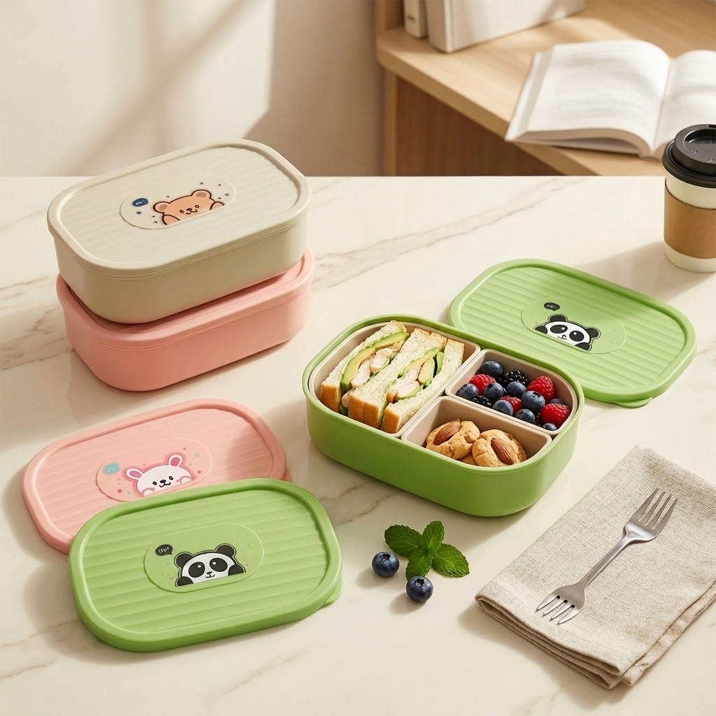 Food Storage Utensils - Uroczy plastikowy pojemnik na lunch dla