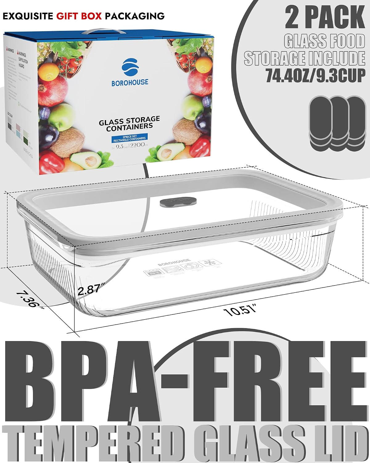 2-pak szklanych pojemników do  – Food Storage Meal Prep recenzja i cena
