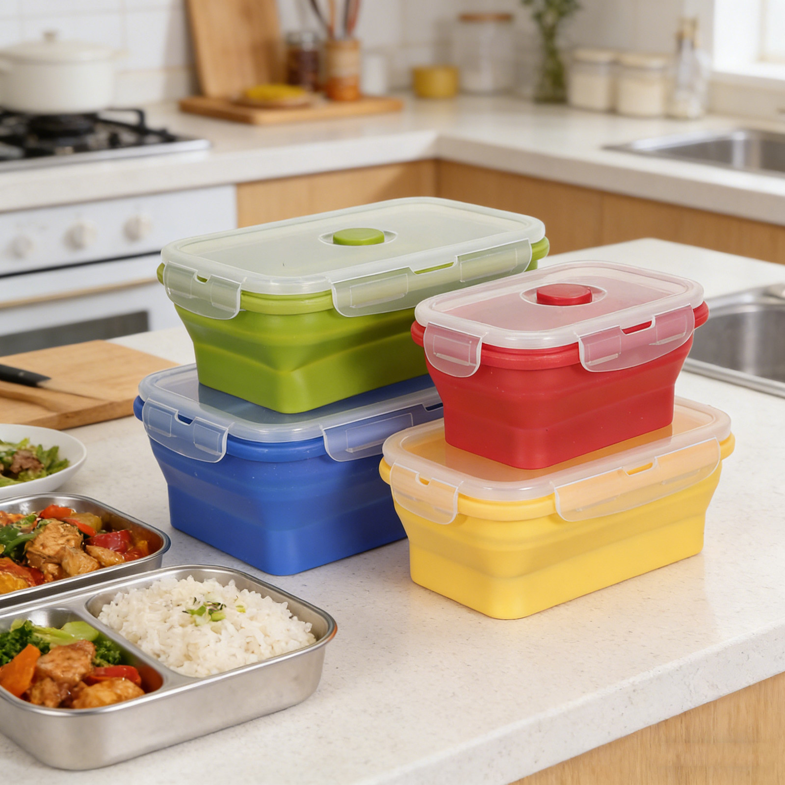 4 sztuki składanych pojemników – Food Storage Home recenzja i cena
