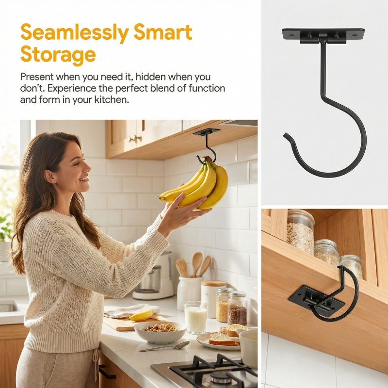 Czarny metalowy samoprzylepny  – Food Storage Rack For Kitchen recenzja i cena